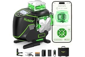 Huepar 16 Lines självnivellerande lasernivå 4 x 360 ° med LCD-skärm, 4D Bluetooth Green Beam Laser Tool, horisontell/vertikal laserfjärrkontroll S04CG-C