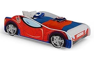 KOBI Letto per bambini SPIDERCAR 160x80, multicolore, motivo spiderman, supereroe, letto per cameretta, per ragazzi