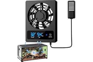 Neamou Reptile Fan - Smart Cooling Fan for Reptile Tank with LED Display | Strong Wind Vent Fan, Low Noise Cooling Fan for Amphibians, Reptiles, Snakes
