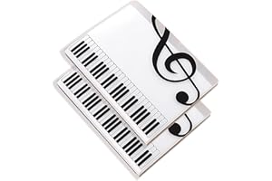 NINEWORD Music File Folder Document Wallets A4 Size Sheet Music Folder Music Themed Plastic Wallets Storage Folder with Pocket (2, White)