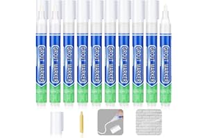 Flintronic Stylo Joint Carrelage Blanc, 10PCS Stylo de Carrelage à Coulis, Imperméable Marqueur Joints, Rénovateur de Coulis Blanc pour Salle de Bain, Cuisine, Carrelage, Sol