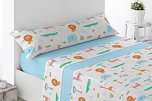 Energy Colors Textil - Hogar Funny Juego Sábanas Estampada Infantil Cama 90 Verano Poliester (Fauna)