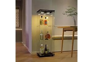 ‎BLSYHDH BLSYHDH Glasvitrine Standvitrine, Schrank für Sammlung mit LED, mit 1 Tür 3 Einlegeböden transparent Möbel Vitrine Glas Vitrine Figur Glasvitrine Wohnzimmer Bar (3 Etagen, 1 Tür + LED, schwarz)