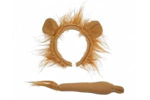 DANGEROUSFX Leone criniera pelosa orecchie e lunga peluche mago di Oz libro di giorno vestito di fantasia