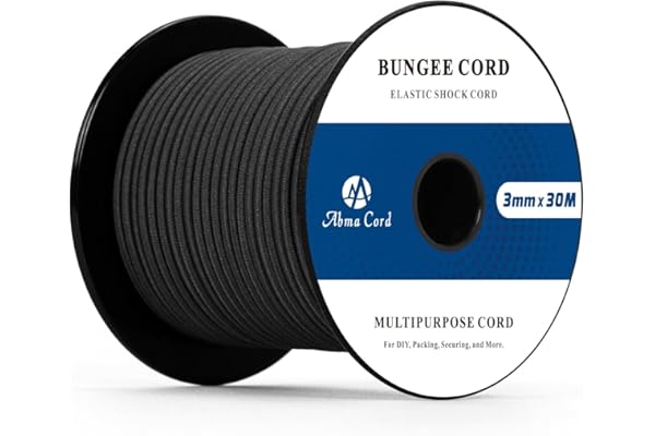 Abma Cord Tendeur Élastique 3mm 30M Corde Elastique Corde en Caoutchouc - Noir