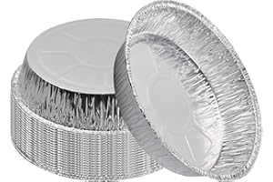 Naseom 20 Stück 8 Zoll Schalen aus Aluminiumfolie, Luftfritteuse Einweg Aluschalen Aluminiumfolien-Behälter Runde Einweg-Backform aus Folie zum Kochen Oder Backen von Kleinen Kuchen, Torten