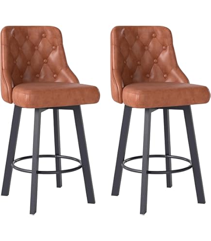 MEUBLE COSY Barkrukken, set van 2 barstoel van suède met rugleuning armleuning en voetensteun, voor bar, café, keuken, vergulde metalen poten, bruin, 52,5x56,5x102cm