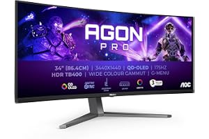 AOC Agon PRO AG346UCDAM böjd OLED spelmonitor WQHD 34 tum 175 Hz, 0,03 ms, FreeSync Premium Pro, Comp. G-Sync, HDR400 (3440x1