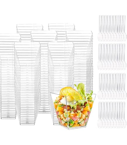 FainFun Lot de 50 mini tasses à dessert réutilisables en plastique avec