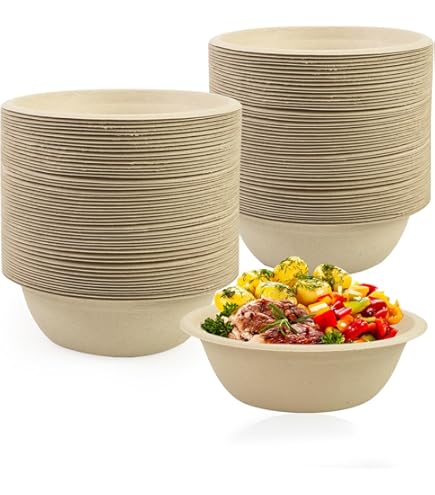 100% composteerbare 12oz. papieren kommen [125-pack] Heavy-Duty kwaliteit natuurlijke wegwerp bagasse, milieuvriendelijke biologisch afbreekbare gemaakt van suikerrietvezels