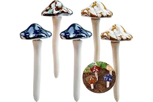 LTHERMELK 5 st keramisk svamp dekoration färgglada trädgårdssvampar miniatyr trädgårdsstaty för blomkrukor trädgårdsdekoratio