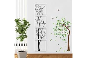 Pduoduo Decoración de pared de árbol, juego de 4 piezas, decoración de pared de metal grande para decoración de hogar, jardín, sala de estar