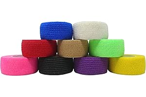 EKNA Juego de 9 vendajes para dedos | Tiritas sin pegamento – Selección de colores – 2,5 cm x 4,5 m – Elásticas, impermeables, cohesivas (Bunter Mix).