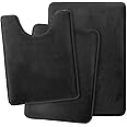 Arabest Bathroom Rug, 3-piece Set Ultra Soft Non Slip and Absorbent Bathroom Mat Set, Velvet Memory Foam Bath Mat for Bathroom Home (Black)