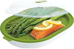 Goodcook 20147 BPA-Free Plastic Microwave Vegetable and Fish Steamer, Green