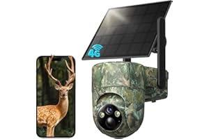 SEHMUA Fototrappola 4G con Paneello Solare,Telecamera con SIM 4G da Esterno, Fotocamera da Caccia 2K con Scheda SIM, Rilevamento Umano PIR, Visione Notturna, IP66, PTZ 355°/90°, Audio Bidirezionale