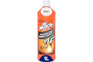 Mr Muscle Drain Unblocker Liquid (1L), Sink & Drain Cleaner, Strong & Fast Acting Heavy Duty Power Gel, Dissolves Clogs (Pack