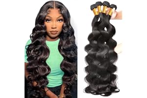 Vallbest Body Wave Bundles Human Hair 4 Bundles 10A Brazilian Virgin Human Hair Body Wave Bundles 100% Unprocessed Brazilian Human Hair Weave Extensions Natural Color (16 18 20 22)