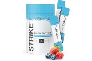 Strike Electrolytes | Zero Sugar Hydration Sachets with Sodium, Magnesium, Vitamin C & Trace Minerals | Vegan, Keto, Gluten-Free | Daily Electrolytes Powder (30 Sachets, Berry Fusion)