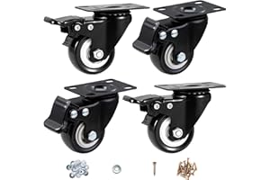 ASRINIEY 4er Set Schwerlastrollen Lenkrollen 50mm - Möbelrollen Rollen mit Bremse Tragkraft 300kg, Keine Spuren Leise Polyurethan Räder nutzbar als Rollen Für Möbel Palettenmöbel und Strandkorbrollen