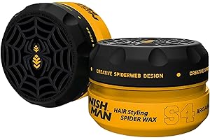 NISHMAN Aqua Spider Wax S4 – Argan 150g – Profumo Gold One – Tenuta Forte e Finitura Lucida Cera per Capelli da Uomo, Styling Flessibile per Tutti i Tipi di Capelli