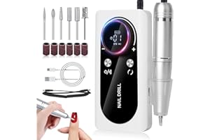 Bindokun Electric Nail Files, 45000RPM Professional Electric Nail Drill Machine, Rechargeable Portable E File Kit for Acrylic Gel Nails with LCD Display Adjustable Speed for Women Salon Home Beginner