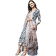 ANNI DESIGNER Women's Cotton Blend Straight Printed Kurta with Pant & Dupatta