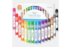 ‎SHUTTLE ART Shuttle Art Dot Markers, 15 farbige Kinderstifte auswaschbar, Bingo marker (Bingo Dabbers), Bingo Stempelstifte mit PDF-Malvorlagen, Ungiftige Tinte auf Wasserbasis