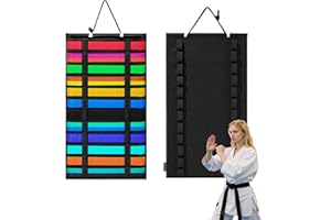 DARLEEYO 12 Belts Karate Belt Display Holder - Martial Arts Belt Display Rack, Taekwondo Belt Organizer for Karate Sport Beginner Professional Lover Master Student, Gifts for Kids Teenagers Adults (No Belts)