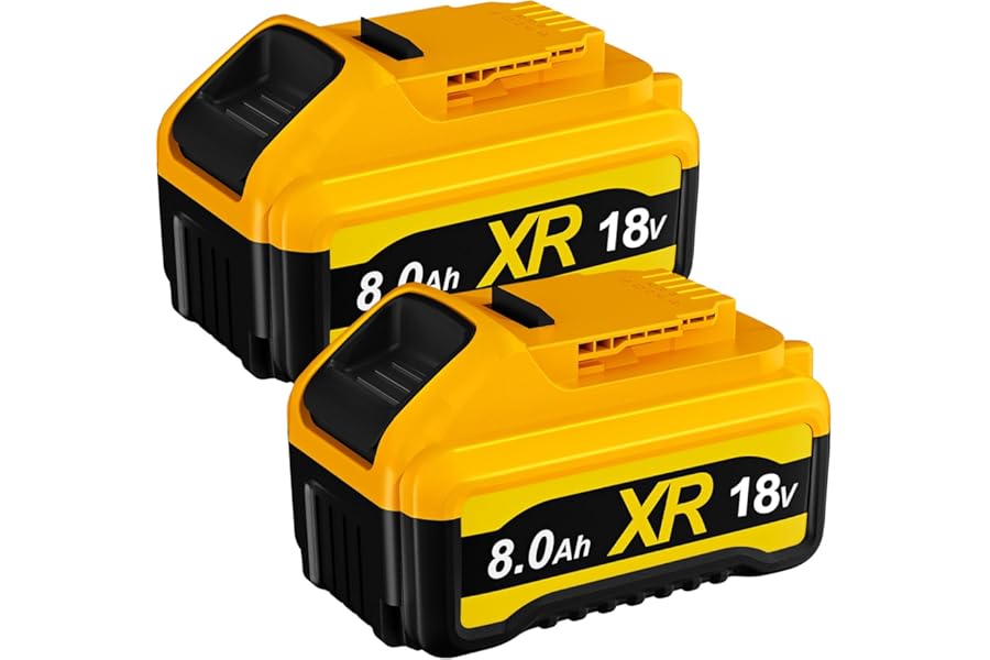 2-Pack18V 8.0Ah Replacement Battery for Dewalt 18V Battery Lithium Ion DCB206 DCB205 DCB204 DCB203 DCB201 DCB200 DCB180 Cordless Power Tools, Upgraded High Capacity with LED Indicator