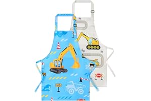 WERNNSAI Kids Aprons - 2 Pack Toddler Aprons Cooking Apron Waterproof Art Smocks