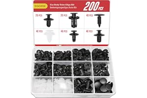 YOOPIN 200PCS Car Body Trim Clips Kit, Universal Plastic Rivets Mounting Set, 6 Sizes Car Trim Clips Plastic Fasteners, Automotive Trim Fixings for Trunk and Maintenance