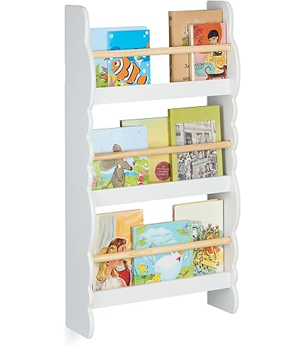 WOLTU Kinderboekenkast 3-laags speelgoedplank met wielen,boekenkast kinderen voor kinderkamer,Wit