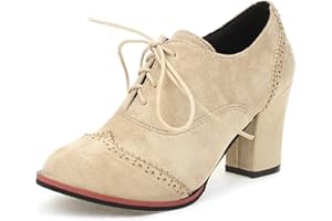 Lizoleor Femmes Classique Dentellets Bloc Décontractée Richelieu Chaussures