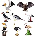 Toymany 8-Piece Realistic Bird Figurines Set, 2-4" Tropical Animal Toys with Toucan, Ostrich, Owl & Flamingo, Educational Cake Toppers & Gifts for Kids