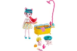 Enchantimals Coffret Heure du Bain, Mini-poupée Petya Truie et Figurines animales Streusel et Nisha, Accessoires Inclus, Jouet pour Enfant, GJX36 Multicolore