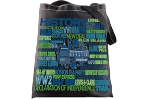 LEVLO America History Canvas Tote Bag Gift For History Teacher Student American History Shoulder Bag For History Lover