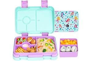 QCQHDU Brotdose Kinder mit 6 Fächern - Lunchbox mit Unterteilungen, Bento Box für Schule, Kindergarten, Outdoor | Leckdicht, Spülmaschinenfest, BPA-Frei(Grüner)