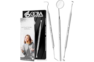 OCBA 3 Pcs Plaque Remover for Teeth Personal Cleaning tools Double Headed Tarter Scraper Stainless Steel Toothpick Personal Oral Care