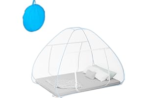 Relaxdays Zanzariera da Campeggio, Tenda Pop-up a Rete Insetti, Telo Anti Zanzare Pieghevole, 150x150x200cm, Bianco, Plastica, Poliestere