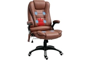 Vinsetto Office Chair, Ergonomic Desk Chair with 6-Point Massage and Back Heated, Microfiber Cloth Computer Gaming Chair with Arms, Lumbar Support, Brown
