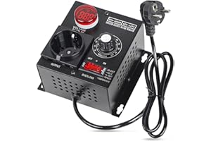 SWAWIS Drehzahlregler 230V Drehzahlregler Spannungsregler Frequenzumrichter 230V AC 9A 4000W für Lichtsteuerung, Temperatursteuerung, Geschwindigkeitssteuerung Voltage Regulator EU-Stecker