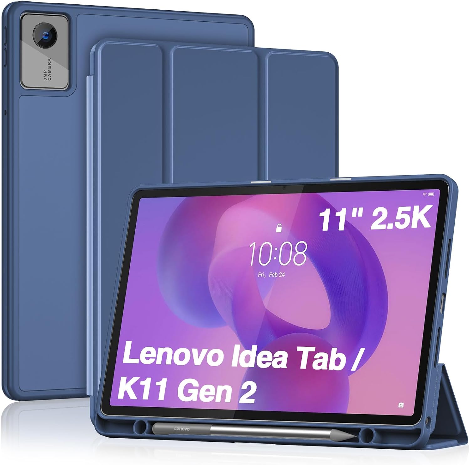 ProCase Funda para Lenovo Idea Tab 11" 2025 TB-336ZU/TB-336FU, Funda Folio con Soporte para Lápiz, Funda Protectora de TPU Suave -Azul Oscuro