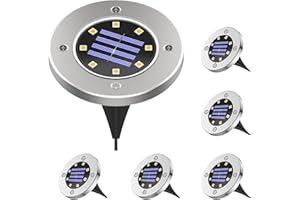 Humbgo Solar Outdoor Garden Ground Lights - 8 LED Waterproof Patio Lights,In-Ground Landscape Lighting,Floor Path Lights for Walkway,Lawn,Steps Decks,Pathway Yard Stairs Fences,Warm White(6 Pack)