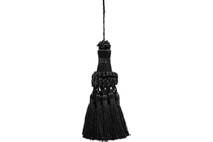 DÉCOPRO Noblesse Collection Elegant Hand Crafted 10cm (4") Key Tassel (Style# NKT-PY) Pure Black #K9 (Jet Black) Individually Sold