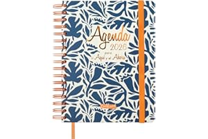 Finocam - Agenda 2026 1 Día Página | Enero - Diciembre (12 meses) | Agenda Anual 2026 con goma elástica | Espiral Doble Tapa Dura Talkual - Aquí - Español