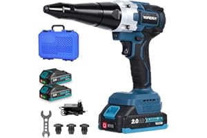 Yofidra Cordless Rivet Gun,2-in-1 Brushless Rivet Gun with 2x2.0Ah Batteries, 20,000N Electric Rivet Tool with LED Light, Portable Rivet Nut Gun Kit for Steel & Aluminium Rivets for 2.4-5.0mm