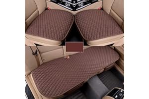 GLITZFAS Auto rutschfest Sitzauflagen Sitzkissen Leinen Universal Auto Vordersitz und Rücksitz Kissen - Bequem und atmungsaktiv (Braun,2+1 Sitzbezüge vorne und hinten)