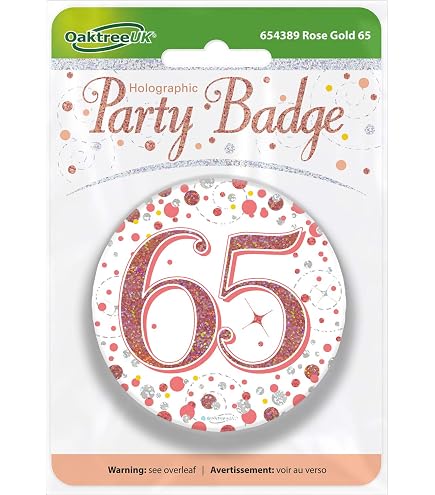 Banner Compleanno 65° – Sparkling Fizz – Bianco, Oro Rosa E Olografico – Lunghezza 2,7 M X 13 Cm – Decorazione Festa