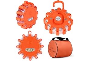 Mugust LED Road Flare Spia di Emergenza di Emergenza Faro di Sicurezza Lampeggiante Spia di Segnalazione Base Magnetica e Gancio per Auto Camion Barca (3)